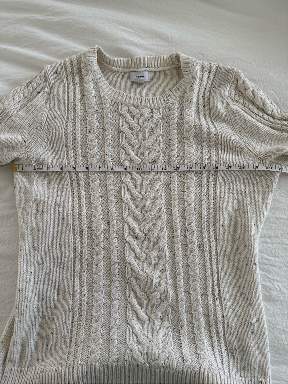 Old Navy Cozy Cable Knit Crewneck Sweater in Cream - Picture 6 of 8
